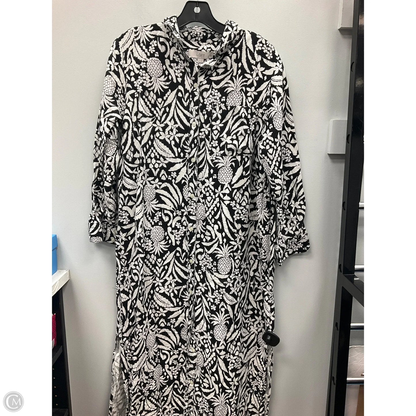 Dress Casual Midi By Loft In Black & White, Size: 12p