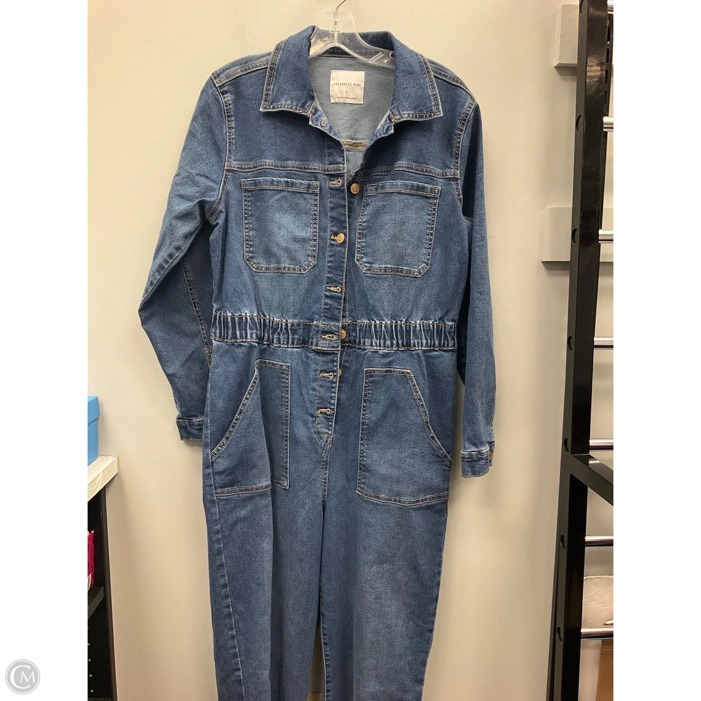 Jumpsuit By Celebrity Pink In Blue Denim, Size: L