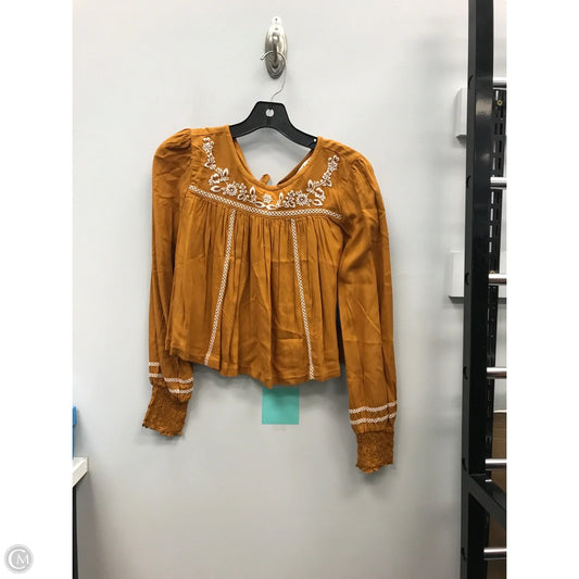 Top Long Sleeve By Arizona In Orange & White, Size: S