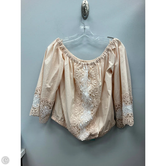 Top 3/4 Sleeve By Express In Cream & White, Size: L
