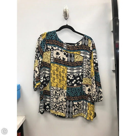 Top 3/4 Sleeve By J. Jill In Blue & Yellow, Size: L