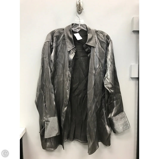 Top Long Sleeve By Primark In Silver, Size: L