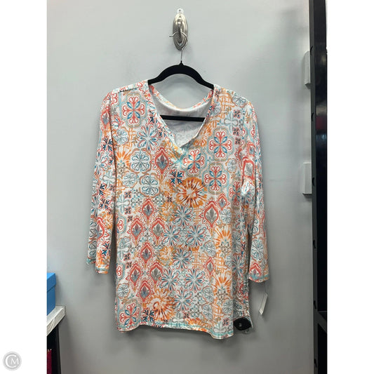 Top 3/4 Sleeve By Talbots In Blue & Orange, Size: Xl