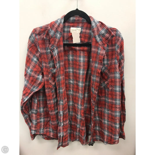 Top Long Sleeve By Universal Thread In Plaid Pattern, Size: L