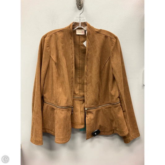 Jacket Moto By Chicos In Brown, Size: M
