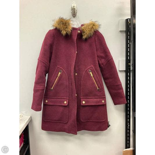 Coat Faux Fur & Sherpa By J. Crew In Maroon, Size: 0