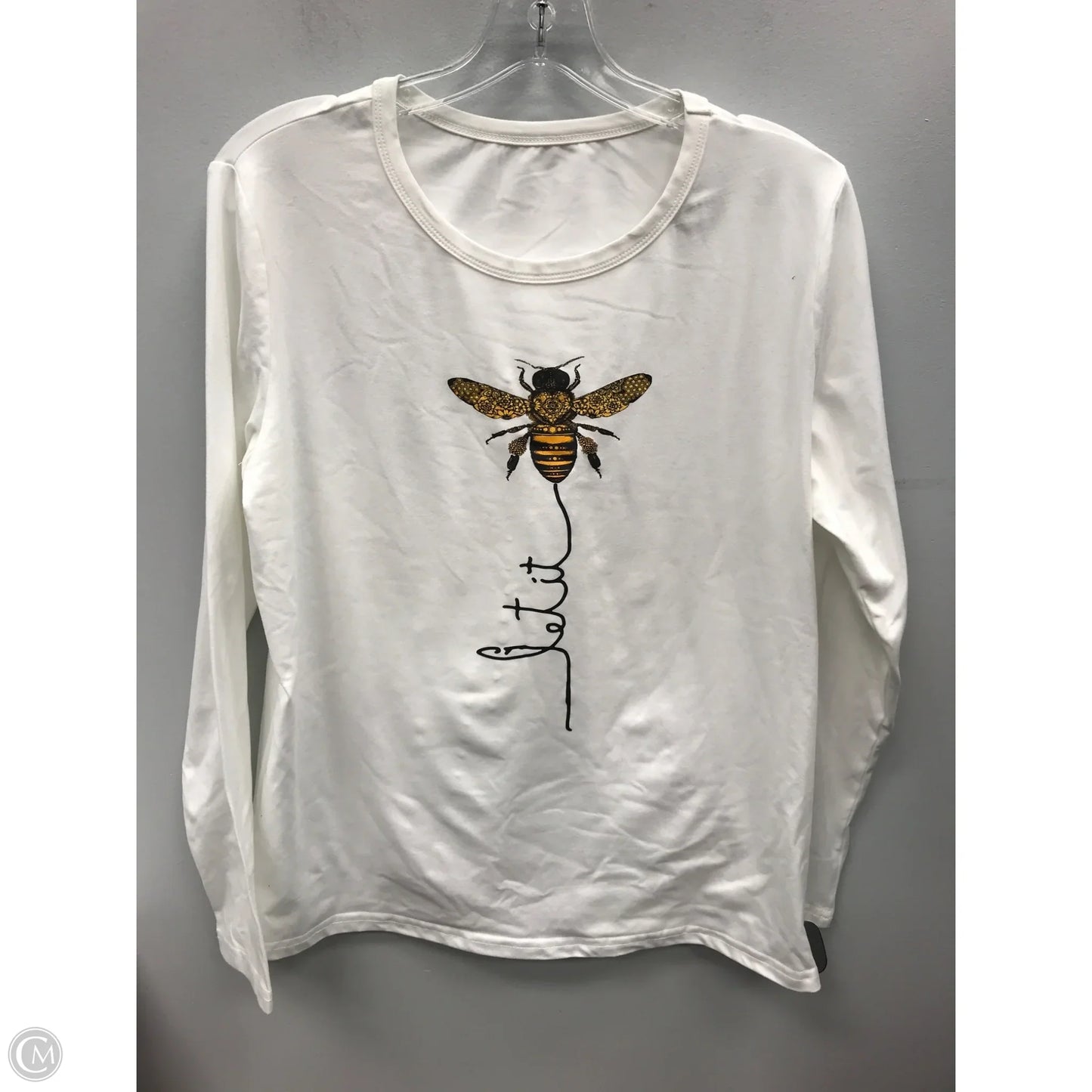 Top Long Sleeve By Clothes Mentor In White & Yellow, Size: L
