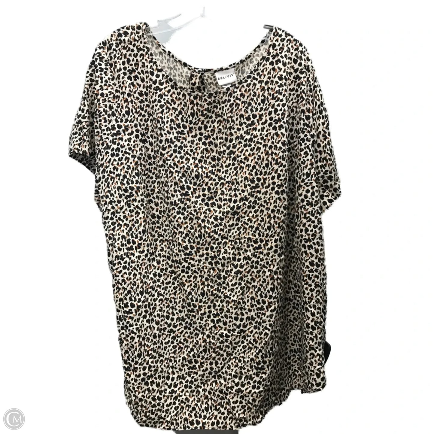 Top Short Sleeve By Ava & Viv In Animal Print, Size: 2x