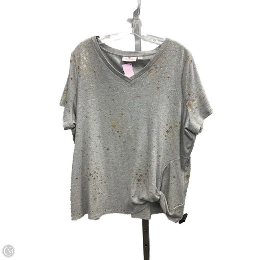 Top Short Sleeve By Quaker Factory In Grey, Size: 1x