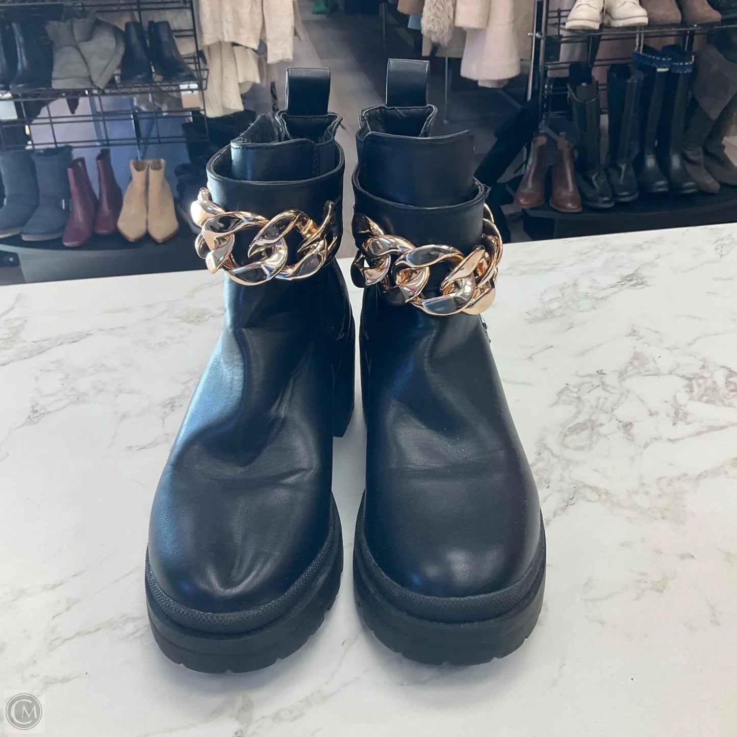 Boots Designer By Halston In Black, Size: 6.5