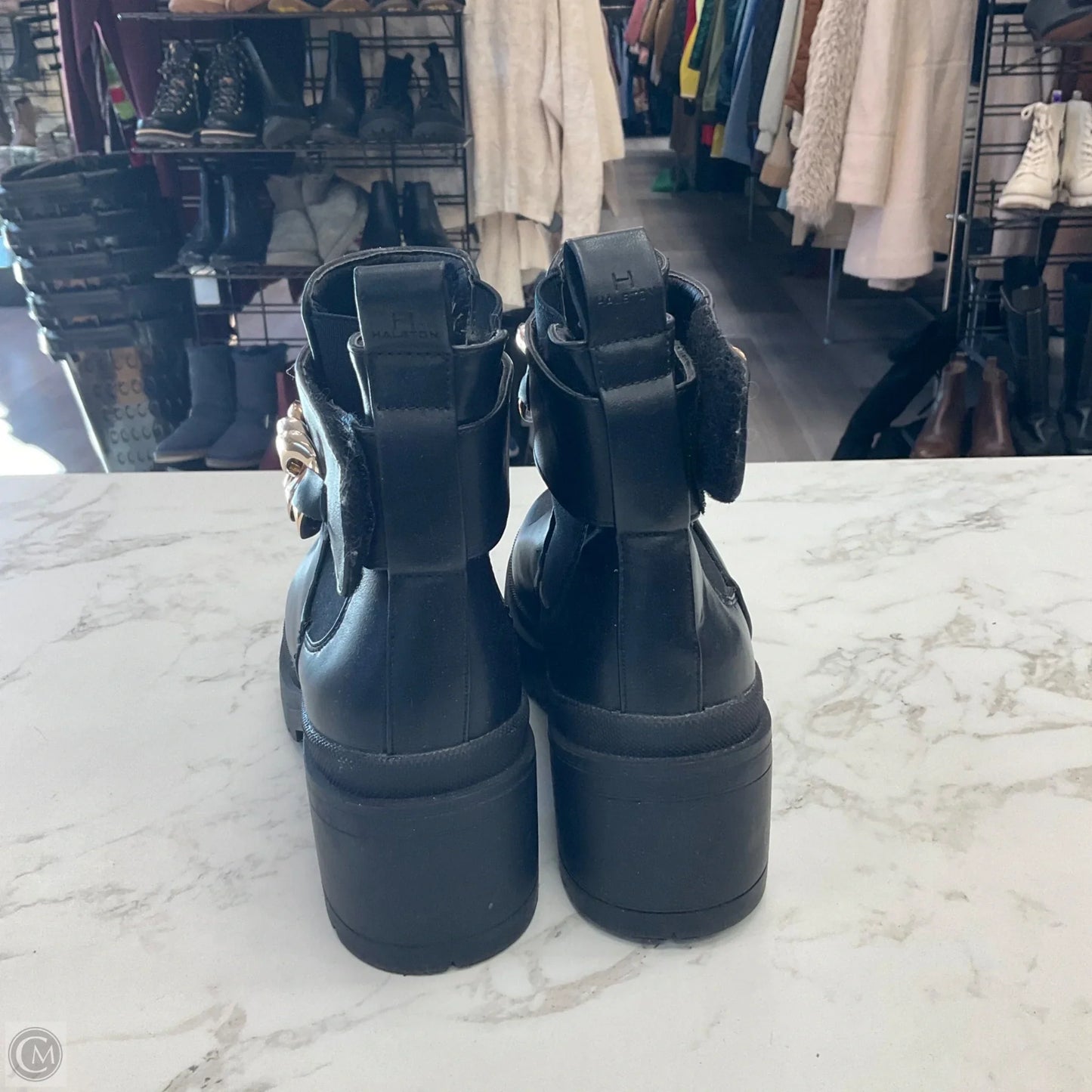 Boots Designer By Halston In Black, Size: 6.5