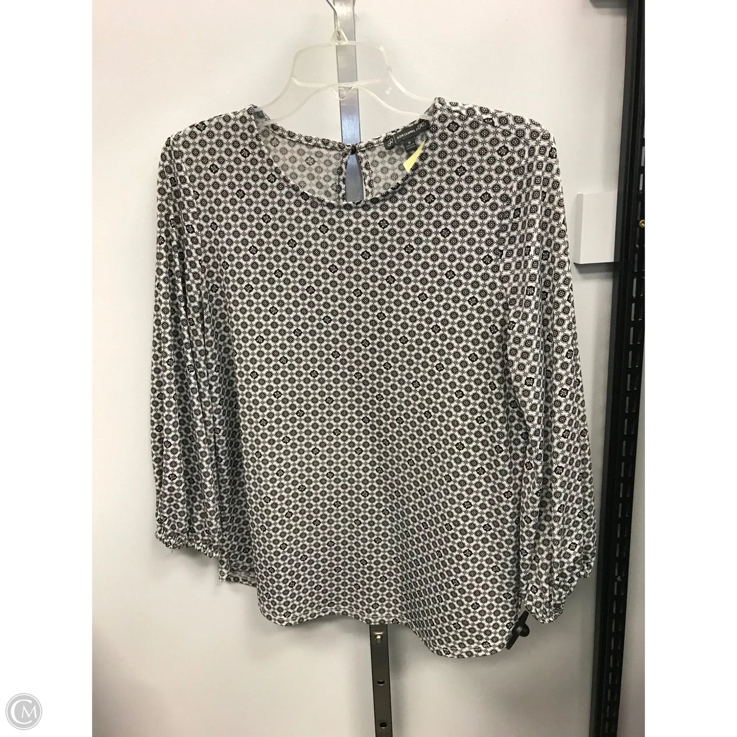Top Long Sleeve By Adrianna Papell In Black & Grey, Size: M