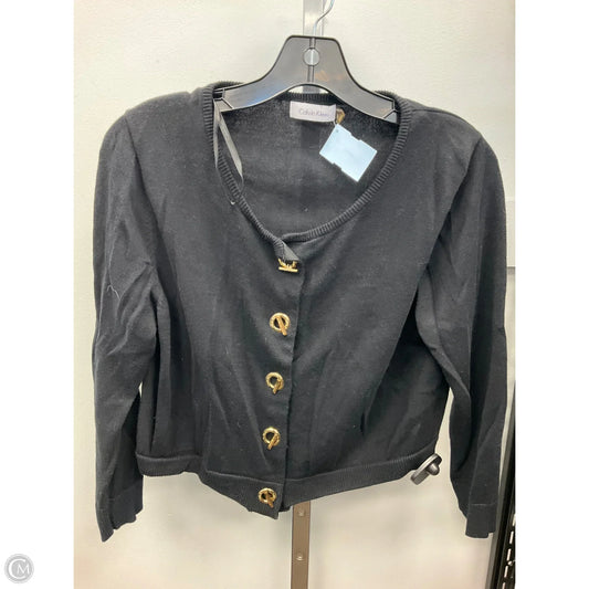 Sweater Cardigan By Calvin Klein In Black, Size: L
