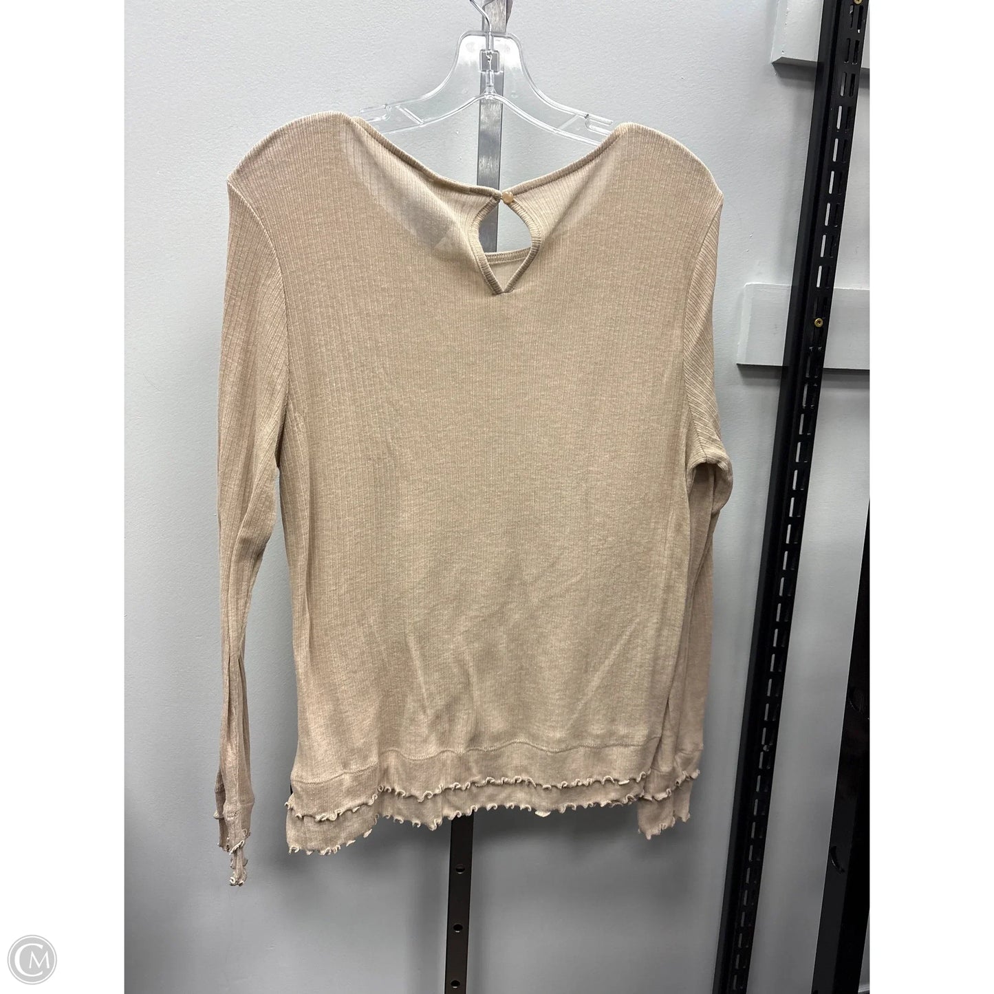 Top Long Sleeve By Ana In Tan, Size: Xl