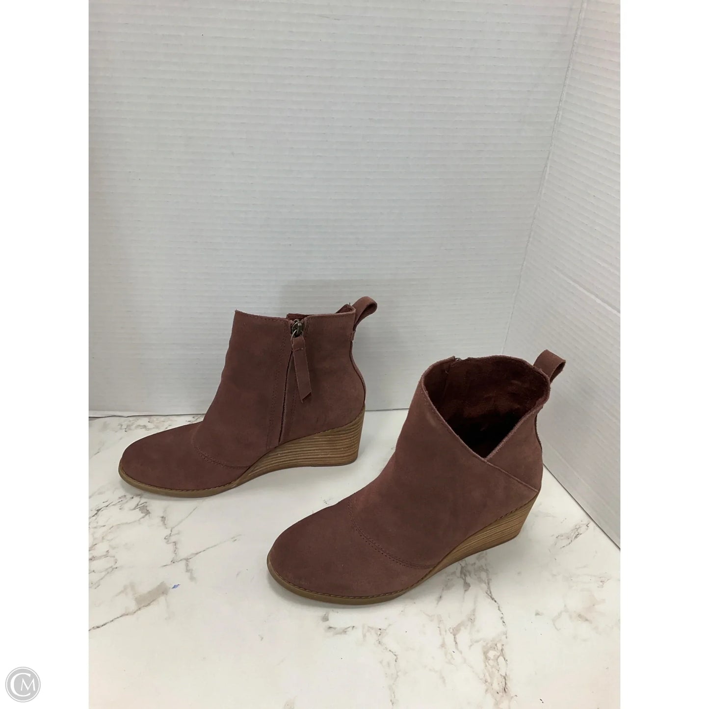 Boots Ankle Heels By Toms In Maroon, Size: 7.5