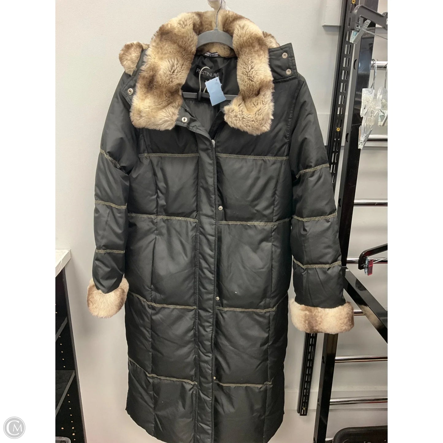 Coat Puffer & Quilted By Platinum In Black, Size: M