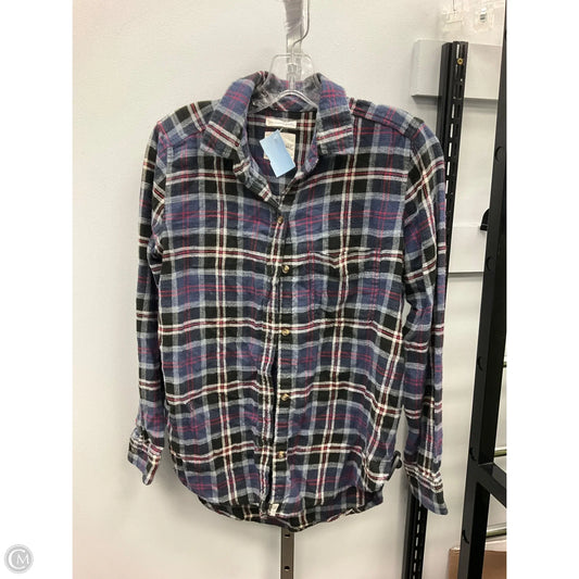 Top Long Sleeve By American Eagle In Plaid Pattern, Size: S
