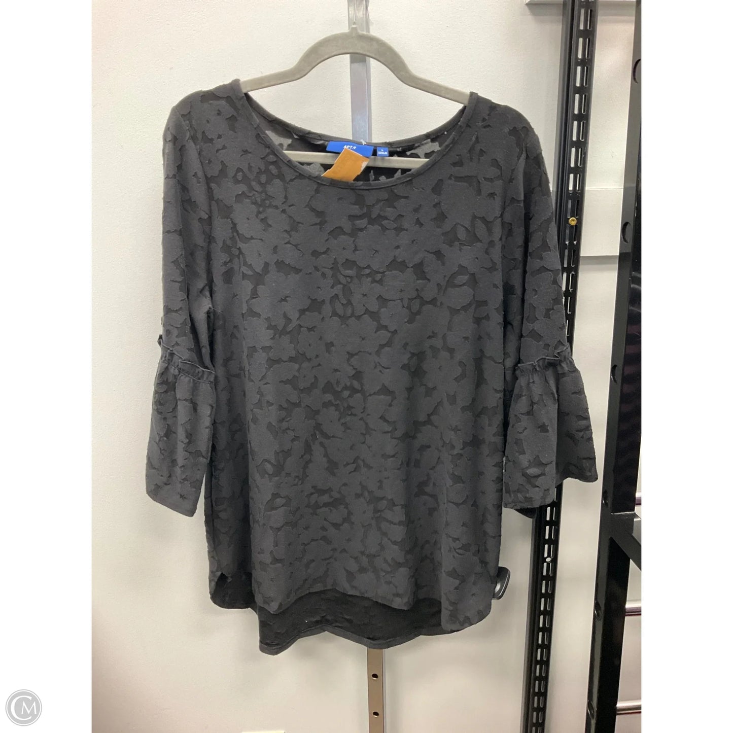 Top 3/4 Sleeve By Apt 9 In Black, Size: L