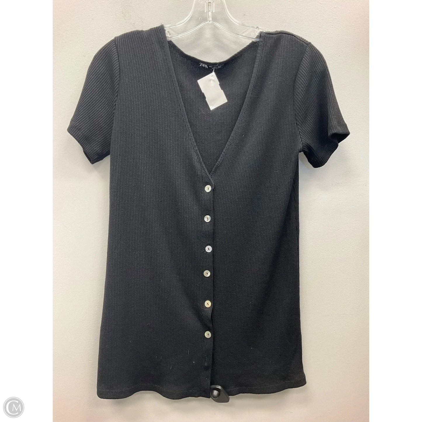 Sweater Short Sleeve By Zara In Black, Size: S