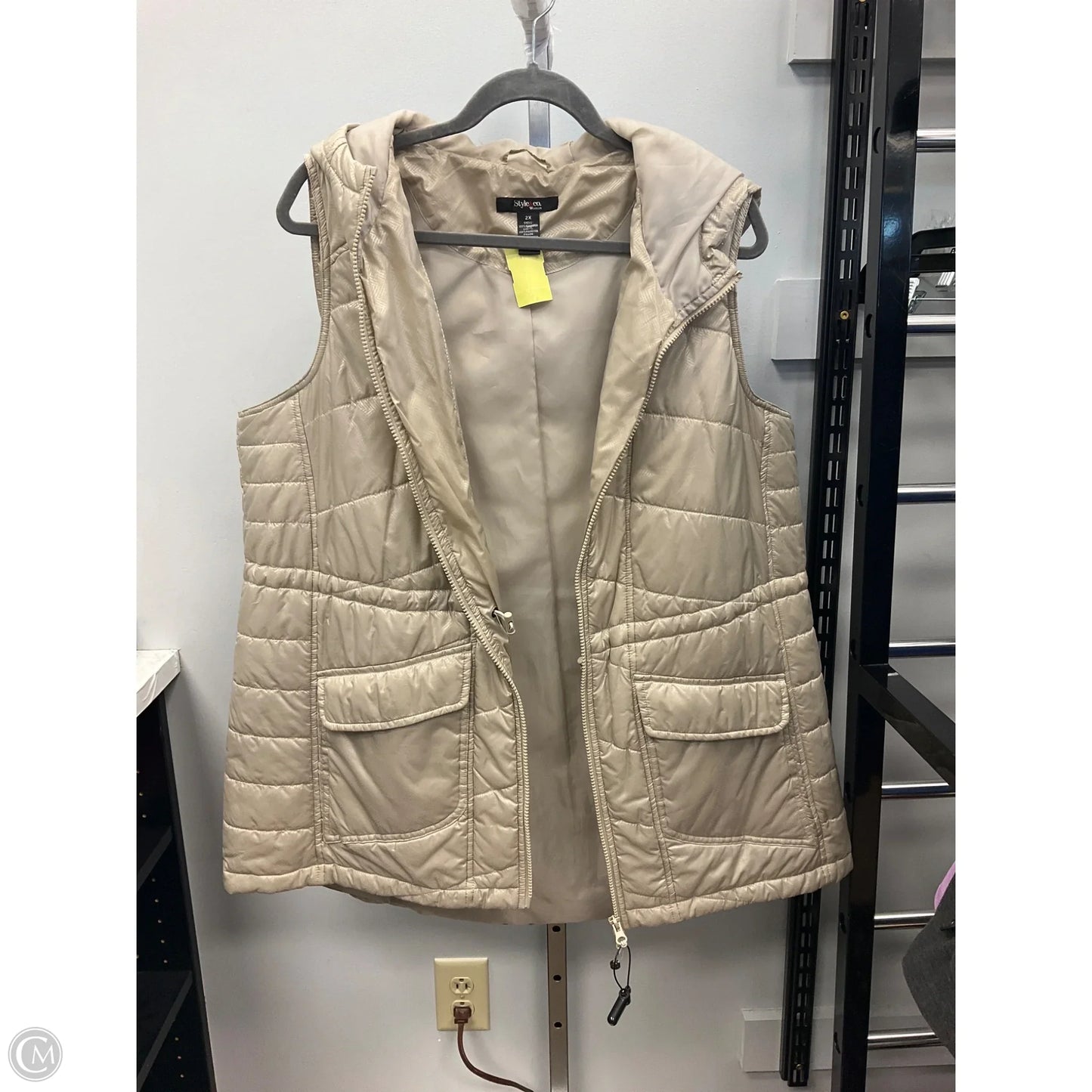 Vest Puffer & Quilted By Style And Company In Cream, Size: 2x