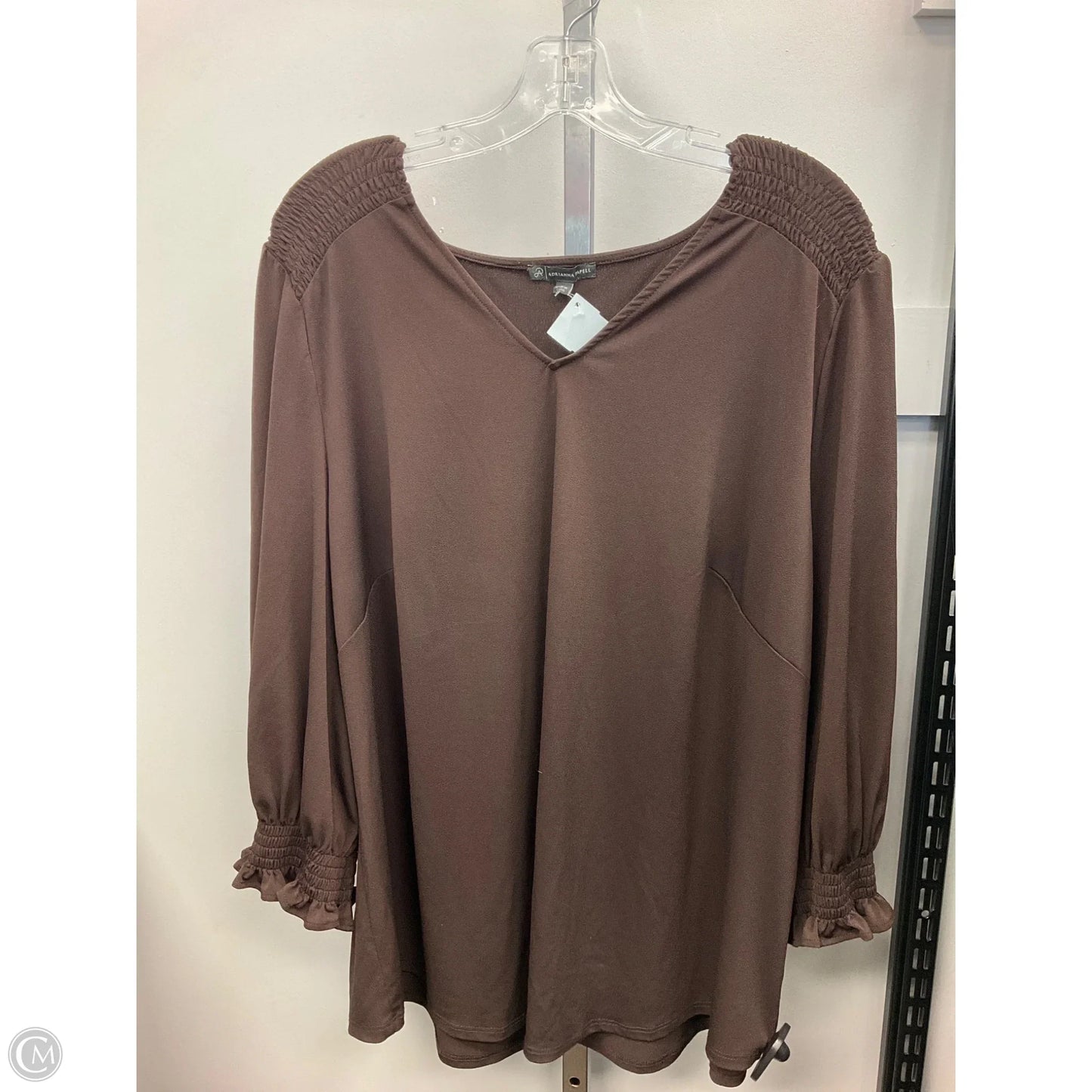 Top 3/4 Sleeve By Adrianna Papell In Brown, Size: 3x