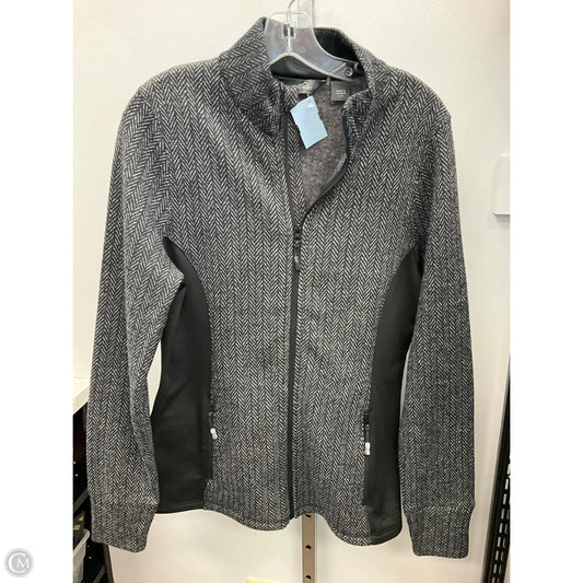 Athletic Jacket By Eddie Bauer In Black & Grey, Size: L