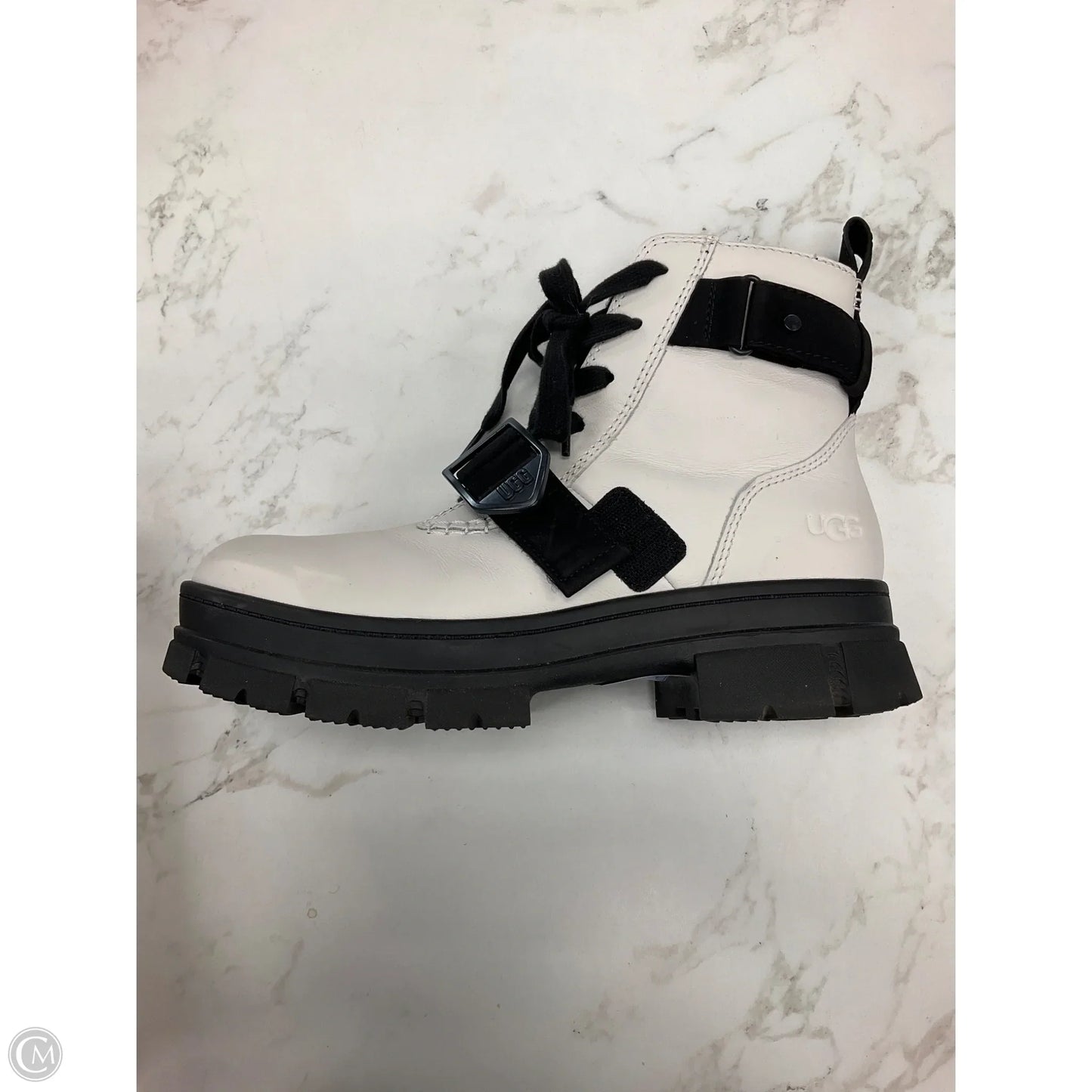 Boots Designer By Ugg In Black & White, Size: 9
