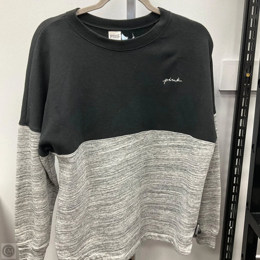 Top Long Sleeve By Pink In Black & Grey, Size: S