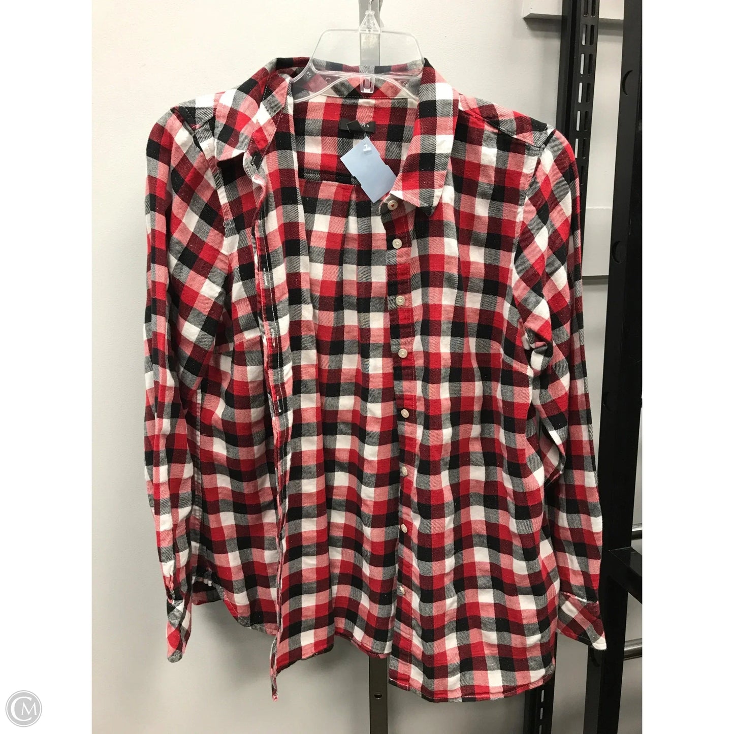 Top Long Sleeve By Talbots In Checkered Pattern, Size: M