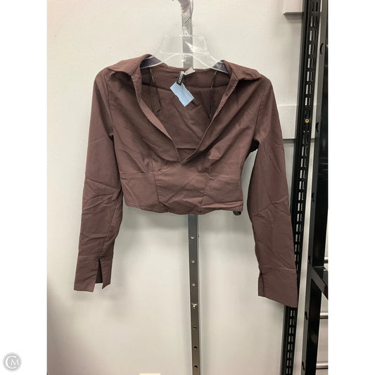 Top Long Sleeve By Divided In Brown, Size: M