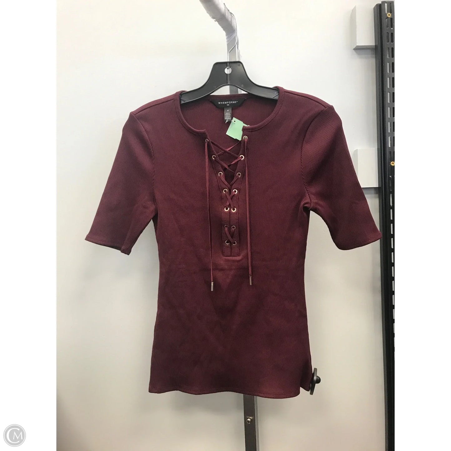 Top Short Sleeve By White House Black Market In Maroon, Size: S