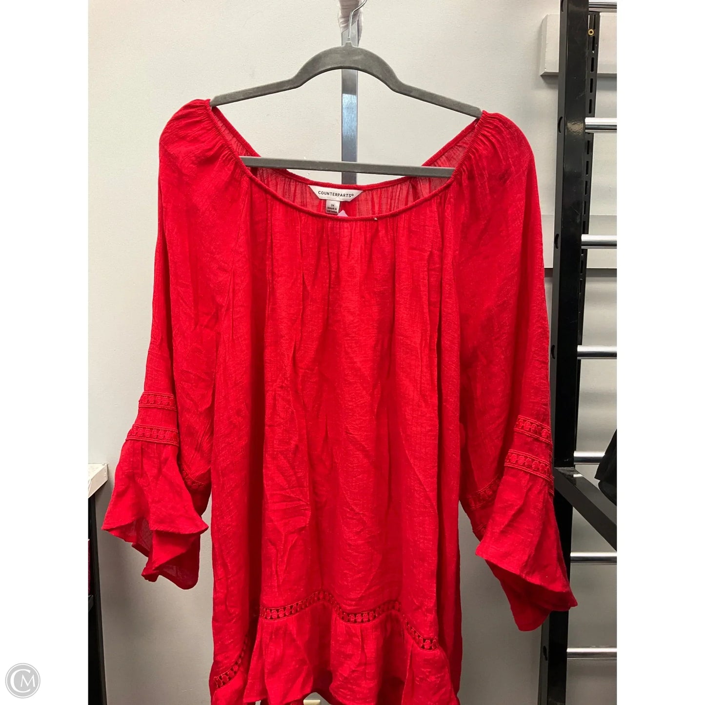 Top 3/4 Sleeve By Counterparts In Red, Size: 3x