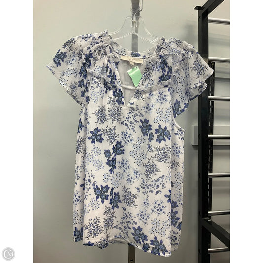 Top Sleeveless By Loft In Blue & White, Size: S