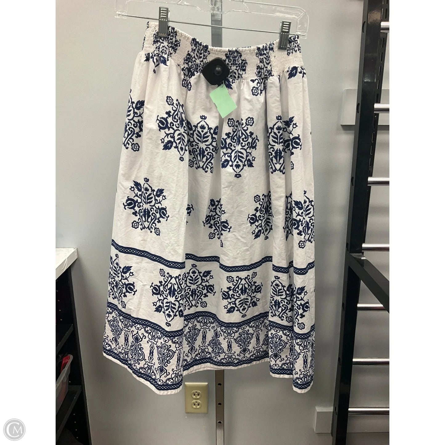 Skirt Midi By Cece In Blue & White, Size: S