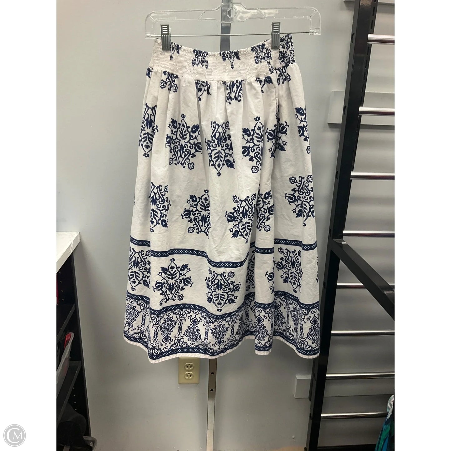 Skirt Midi By Cece In Blue & White, Size: S