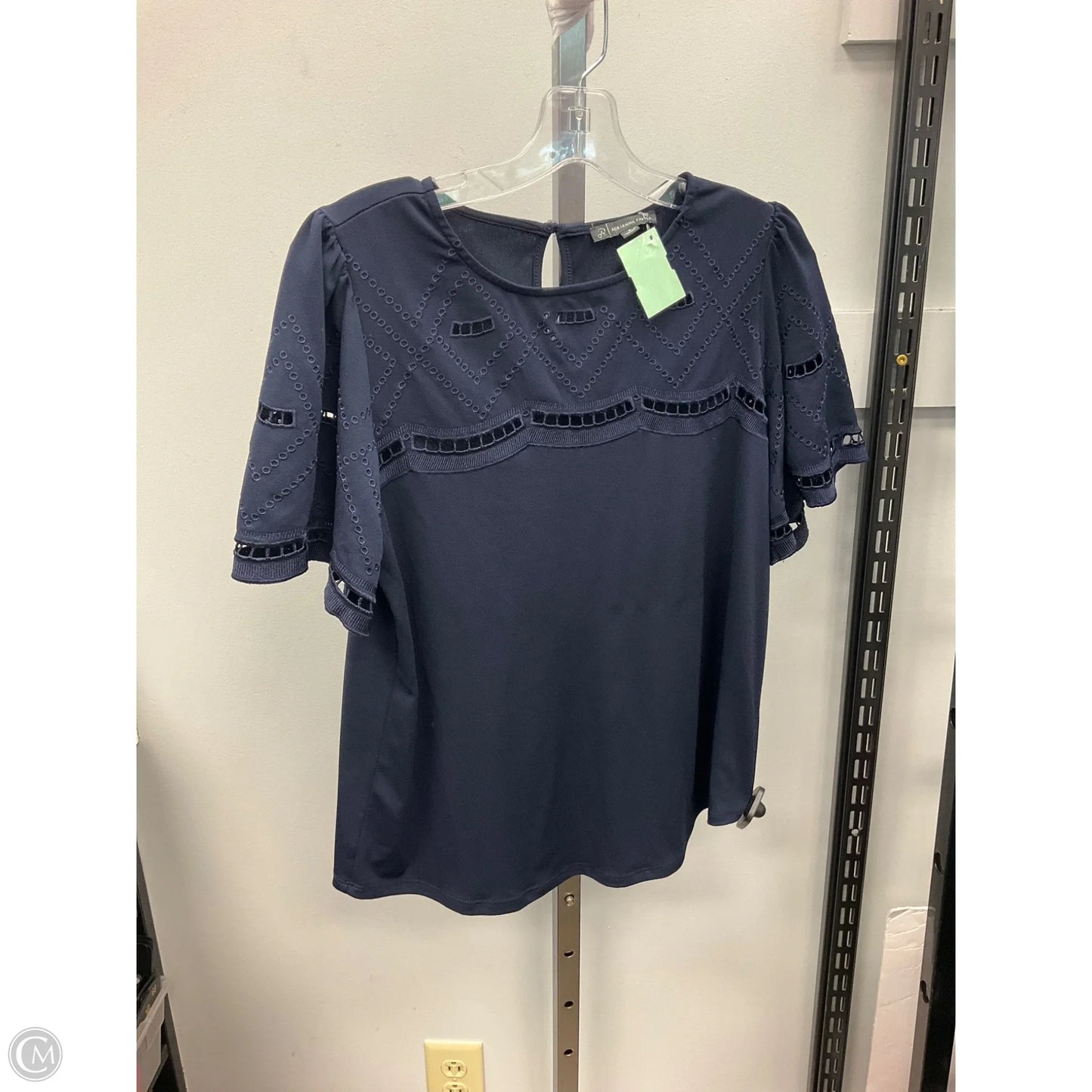 Top Short Sleeve By Adrianna Papell In Navy, Size: S