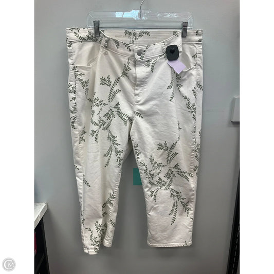 Capris By Chicos In Cream & Green, Size: Xl