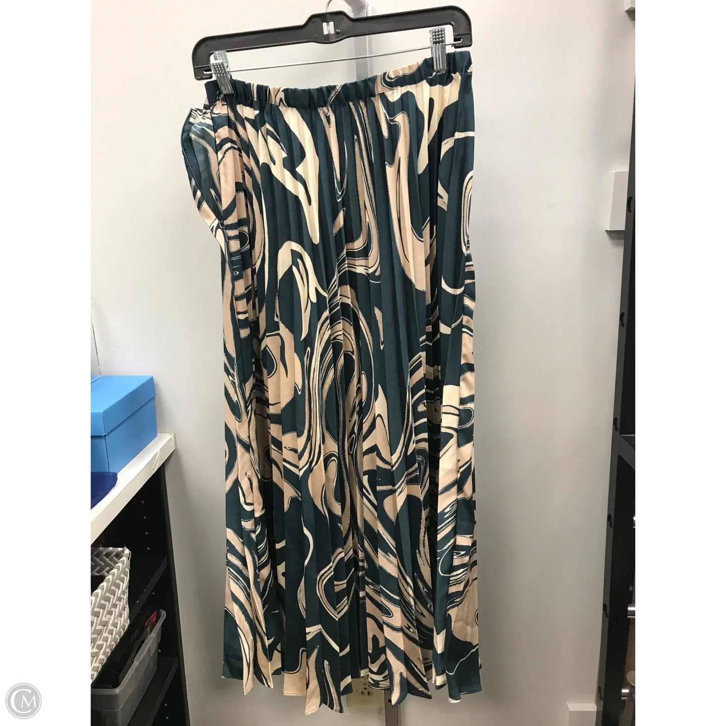 Skirt Midi By Tahari In Blue & Cream, Size: 10
