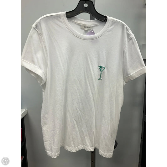 Top Short Sleeve Basic By On 34th In White, Size: L