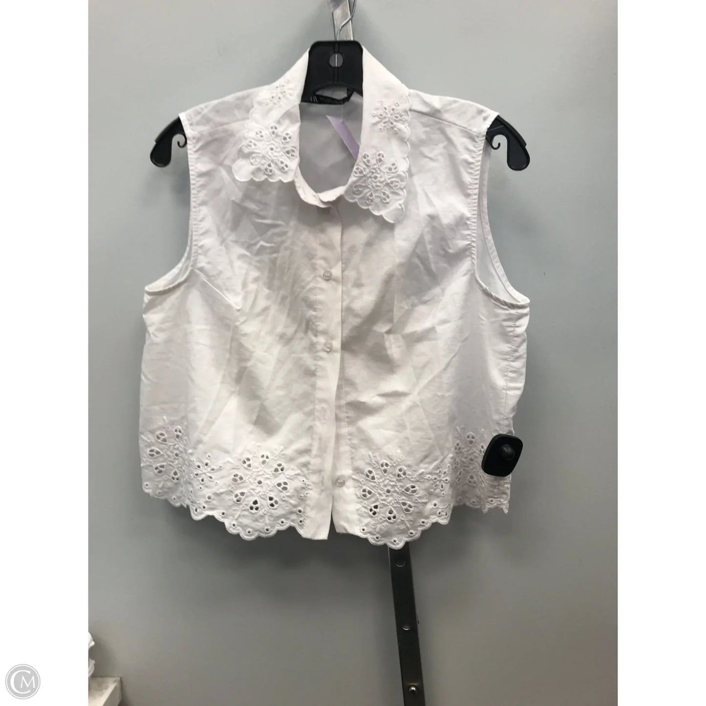 Top Sleeveless By Zara In White, Size: L