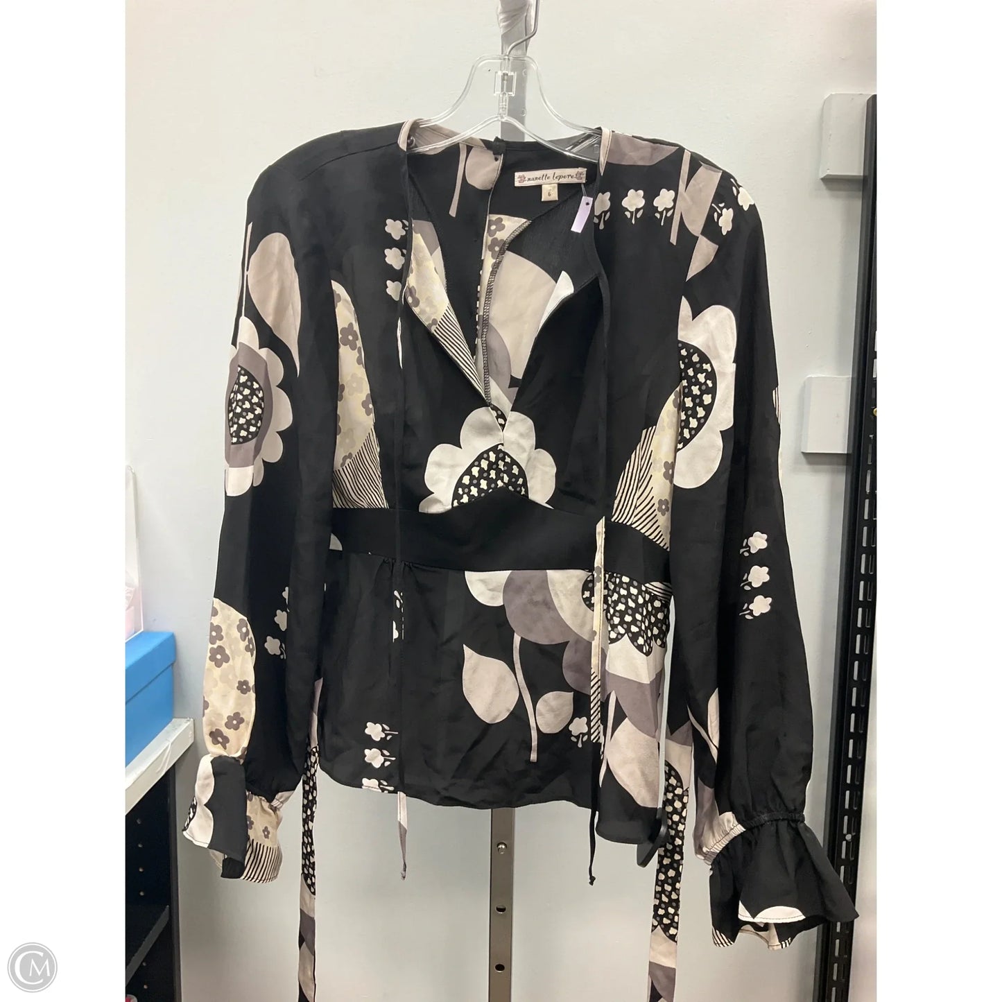 Blouse 3/4 Sleeve By Nanette Lepore In Black & Grey, Size: 6