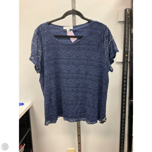 Top Short Sleeve By Dressbarn In Navy, Size: 1x