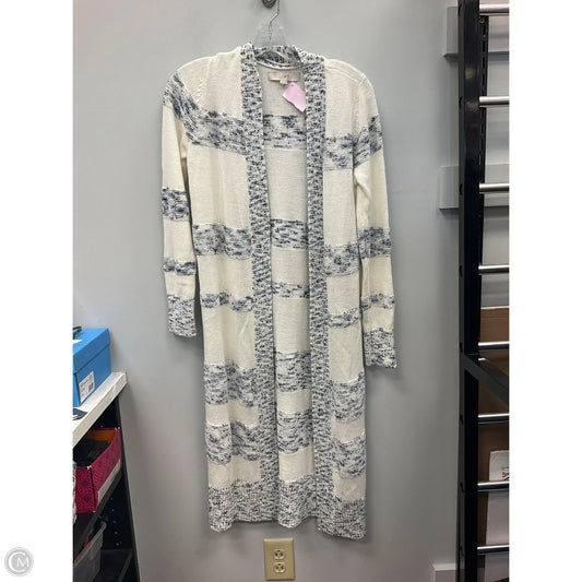 Cardigan By Loft In Blue & Cream, Size: Xs