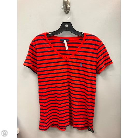 Top Short Sleeve By Ralph Lauren In Striped Pattern, Size: L