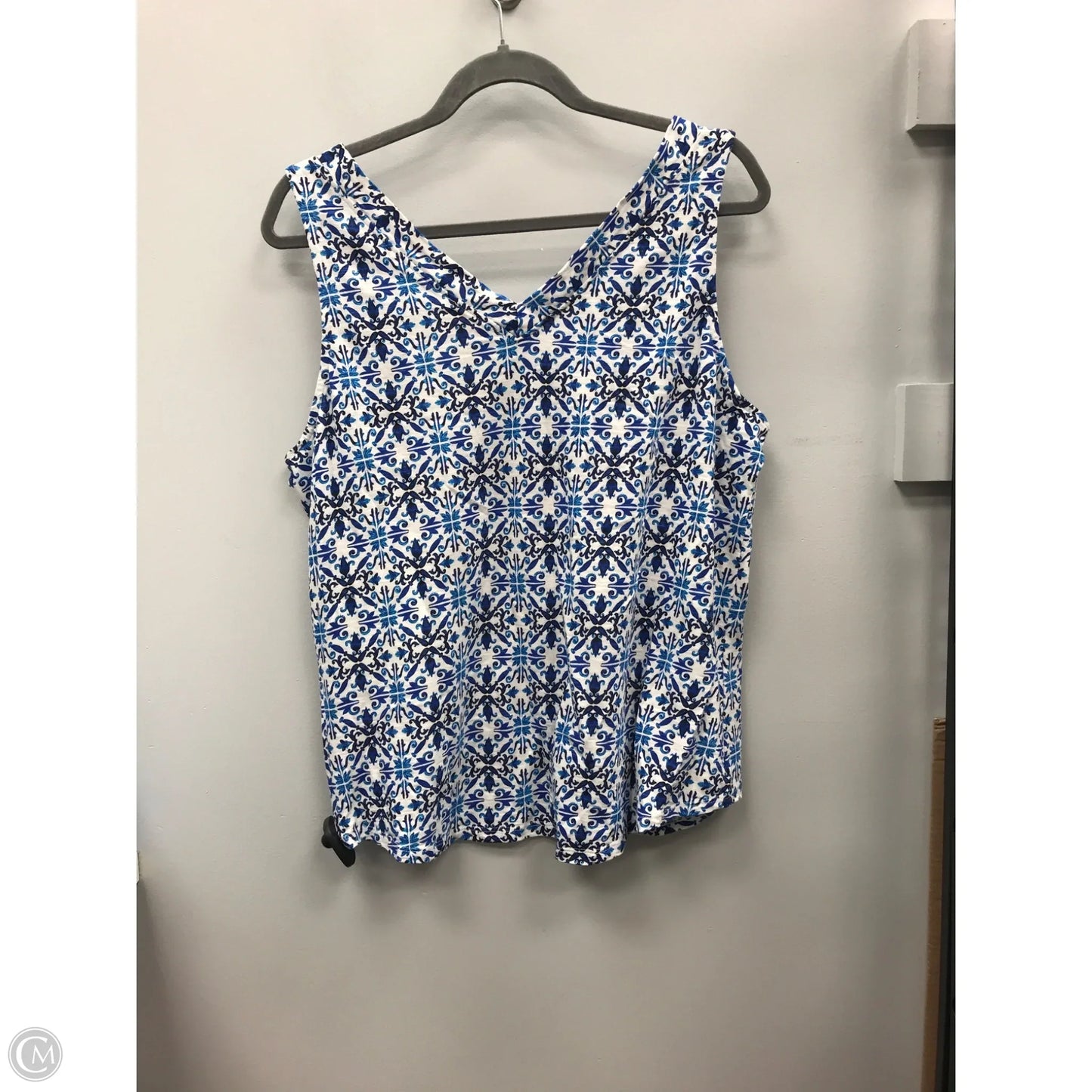 Top Sleeveless By White House Black Market In Blue & White, Size: Xl