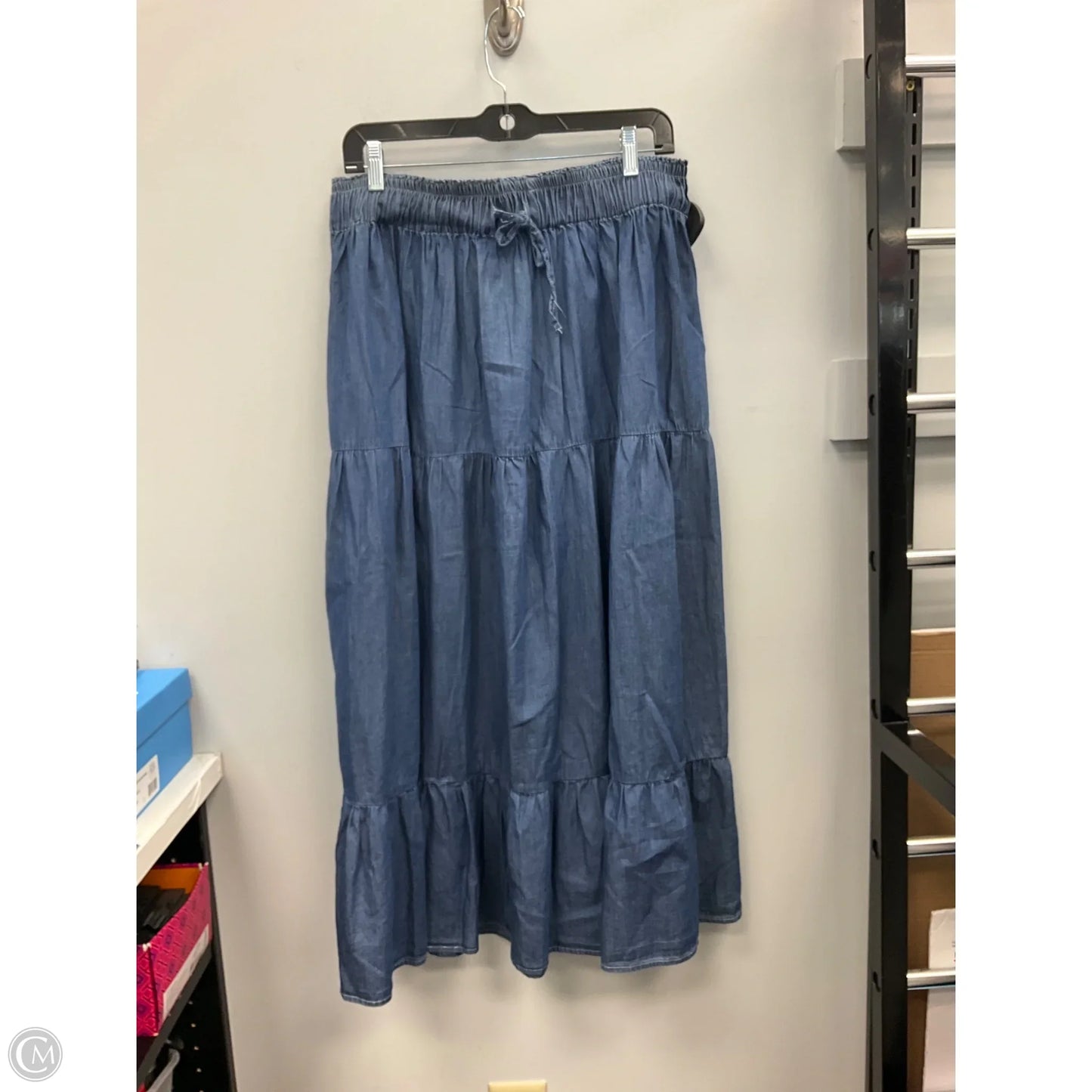Skirt Midi By Clothes Mentor In Blue Denim, Size: Xl