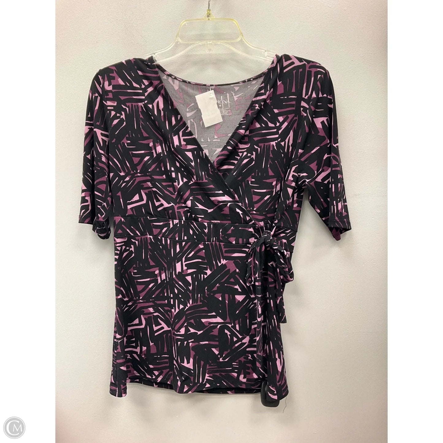 Top Short Sleeve By Merona In Black & Purple, Size: M