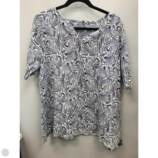 Top Short Sleeve By Croft And Barrow In Blue & White, Size: Xl