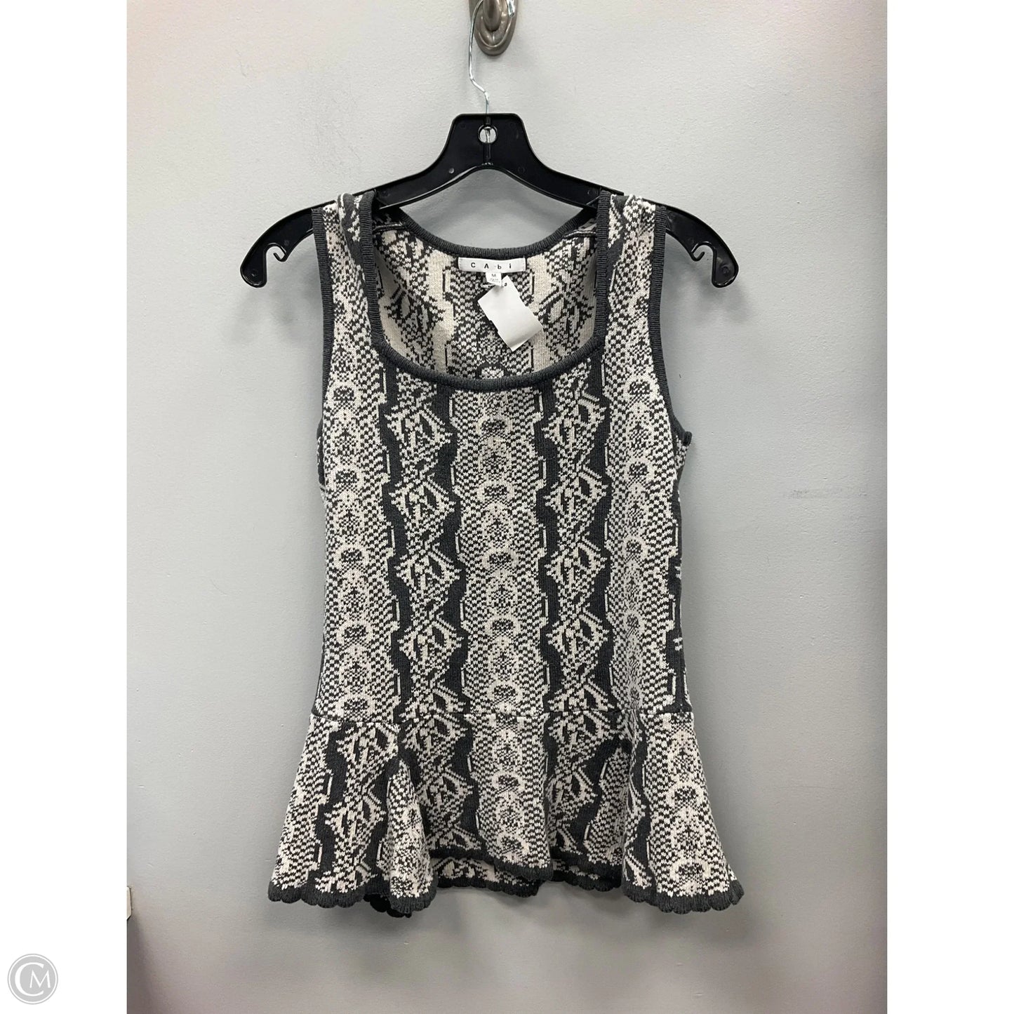 Top Sleeveless By Cabi In Grey & White, Size: M