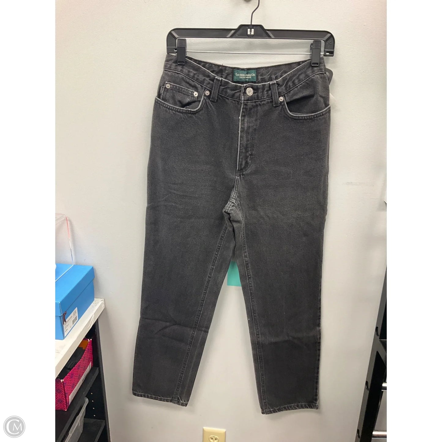 Jeans Straight By Lauren By Ralph Lauren In Black Denim, Size: 10p